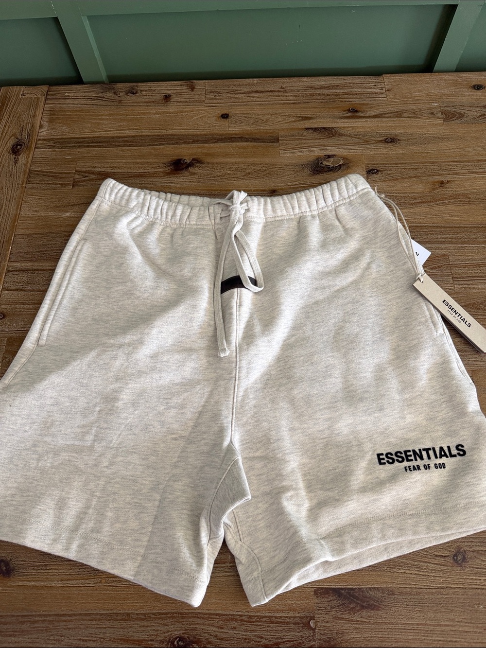 Essentials Men's Cream Athletic Sweat Shorts with Logo